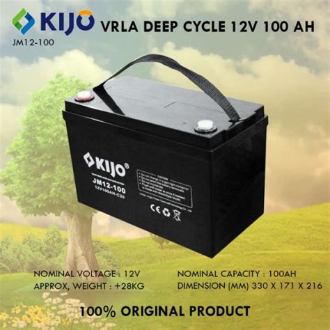 Promo Kijo Vrla Deep Cycle 12v 100ah Aki Kering Battery Baterai 12 V