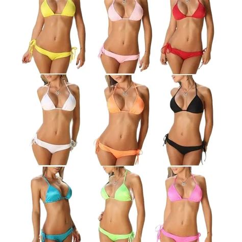 Micro Bikini Mini Swimwear Classic Pure Color Swimsuit With Sexy Steel