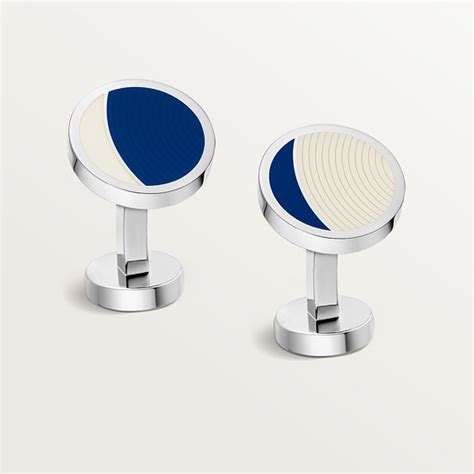 CROG000903 Cufflinks With Moon Phase Motif Sterling Silver Blue