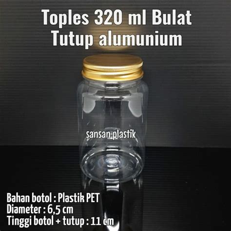 TOPLES PLASTIK 320 ML TUTUP ALUMUNIUM GOLD PLUG Toples Bumbu