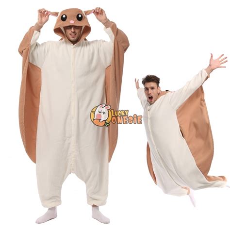 Plus Size Flying Squirrel Onesie Pajamas Adults Halloween Costumes Outfit XXL - Luckyonesie.com