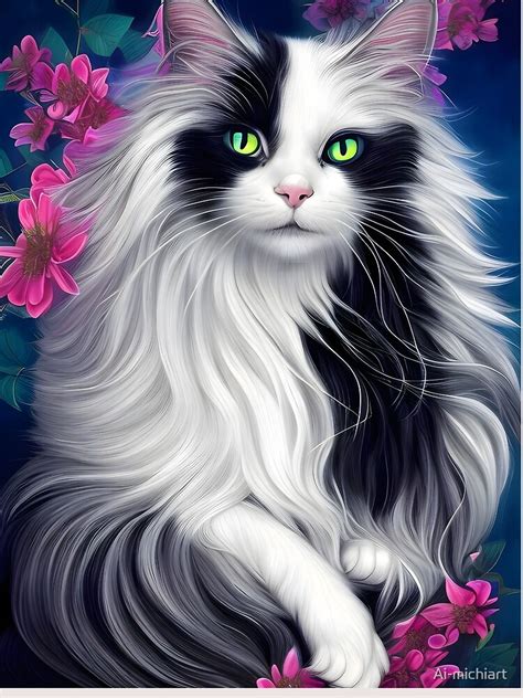 "Black and White Cat - Modern Digital Art" Poster for Sale by Ai-michiart | Redbubble