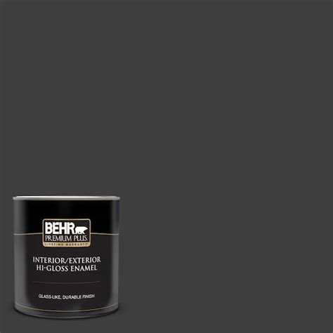 Behr Premium Plus Qt Pure Black Hi Gloss Enamel Interior Exterior