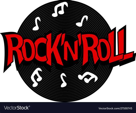 Rock N Roll Lettering With Vinyl Royalty Free Vector Image