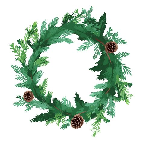 Pine Garland Sticker Clipart Christmas Wreath With Pine Cones And