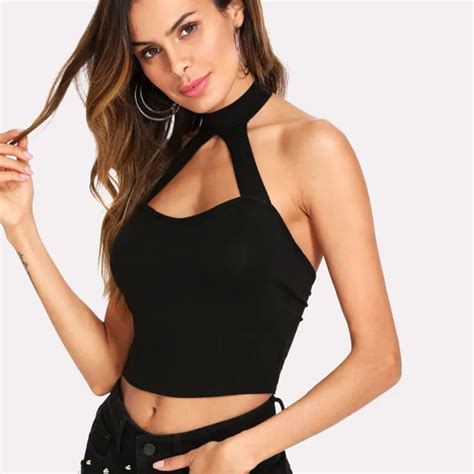 Sexy Strapless Off Shoulder Halter Hollow Out Crop Top Bare Midriff