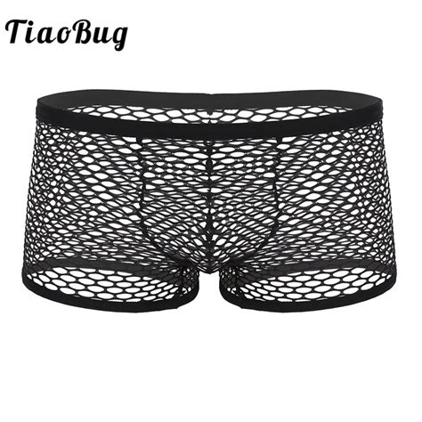 Tiaobug Men Fishnet Breathable Briefs Mesh See Through Sheer Low Rise