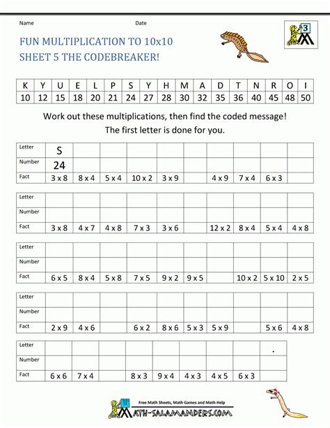 Printable Multiplication Facts Worksheets Free Printable