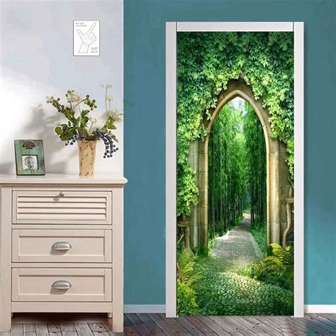 Wreath Arch Door Stickers Flowers 3D Wallpaper Self-Adhesive PVC
