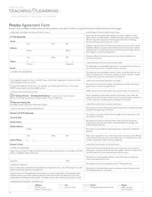 Fillable Online Cee Utexas Proctor Agreement Form Cee Utexas Edu