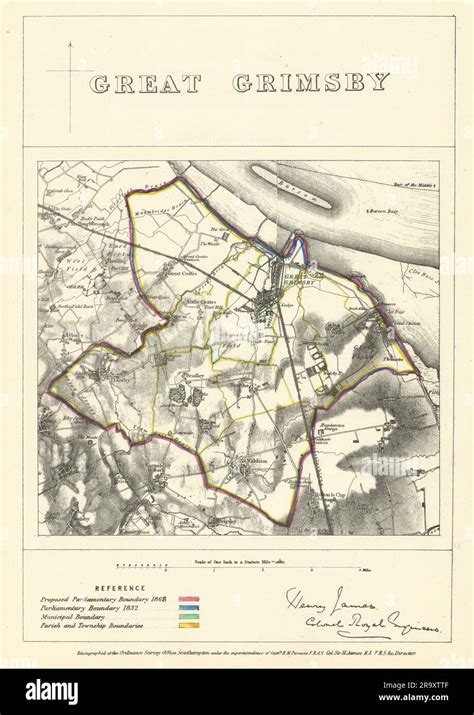 Great Grimsby, Lincolnshire. JAMES. Parliamentary Boundary Commission 1868 map Stock Photo - Alamy