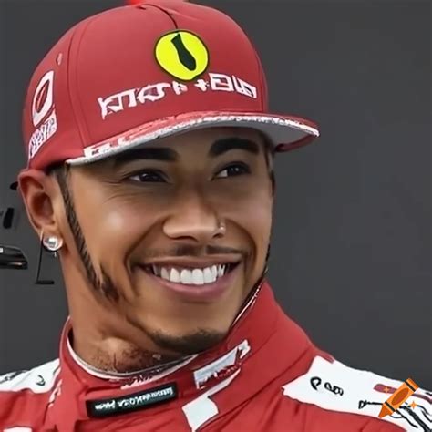 Lewis Hamilton In Ferrari Clothes Press Conference On Craiyon