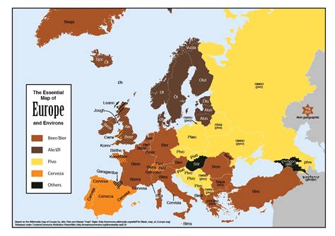 Mapa lingüístico de la cerveza en Europa 2013 Mapas Milhaud