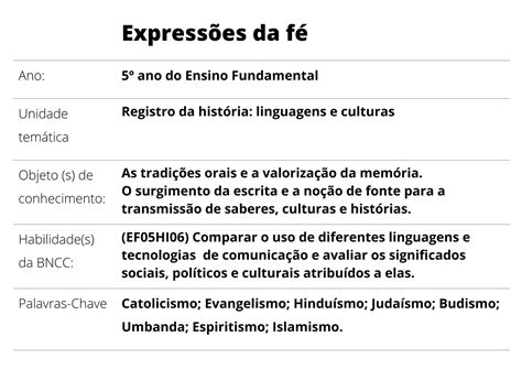 Plano De Aula De Ensino Religioso Ano Bncc Ensino Relacionado