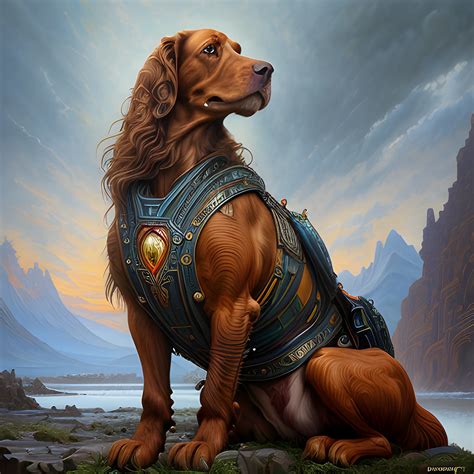 Irish Setter Perfect Eyes Matte Painting Elegant Beautiful Re