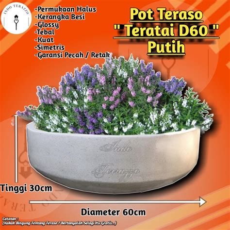 Jual POT BESAR TIPE TERATAI TERASO MARMER POT BUNGA BESAR TERASO