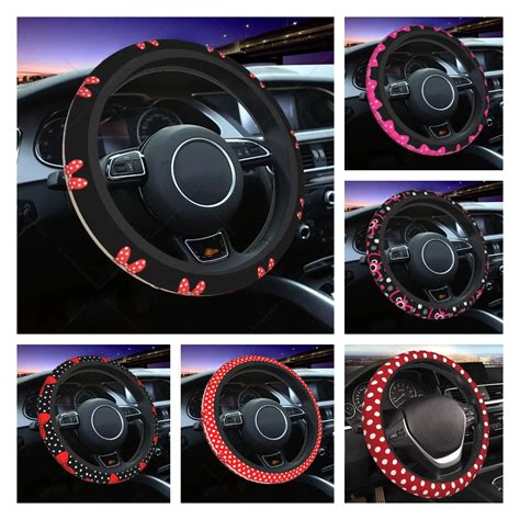 Bow Polka Dot Cartoon Steering Wheel Covers For Women Car Decoration