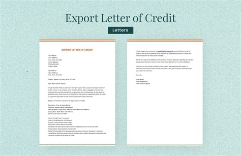 Letter Of Credit Format For Export