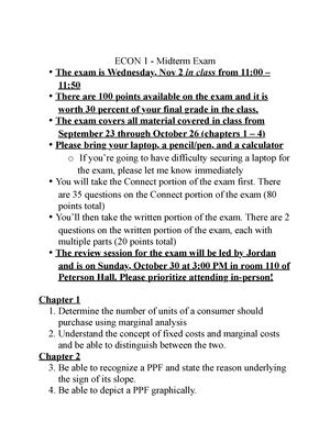 ECON Midterm 1 Notes CHAPTER 2 PAGE 9 Principle Of Comparative