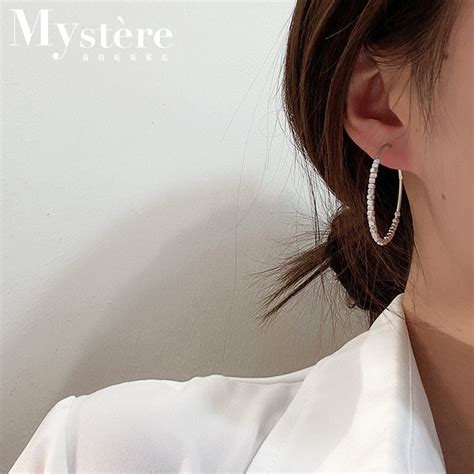 Mystere網紅明星必備~韓國時尚方塊金屬簡約圈圈耳環 銀色 誠品線上