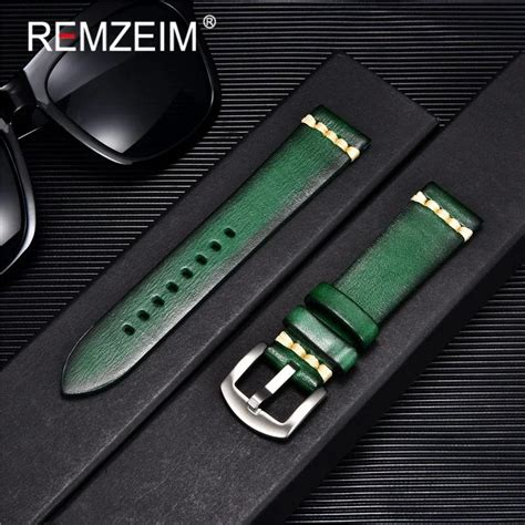 REMZEIM Quality Genuine Leather Watch Strap 18mm 20mm 22mm 24mm Fashion