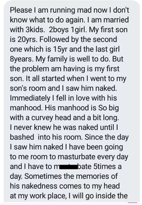 I Have Had Sex With My Son 18 Times His Manhood Is So Big I Am