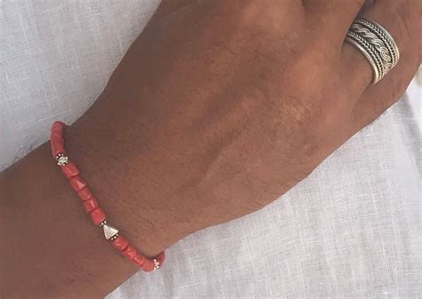 Bracelet Homme En Corail Rouge Corse V Ritable Certifi Et Etsy