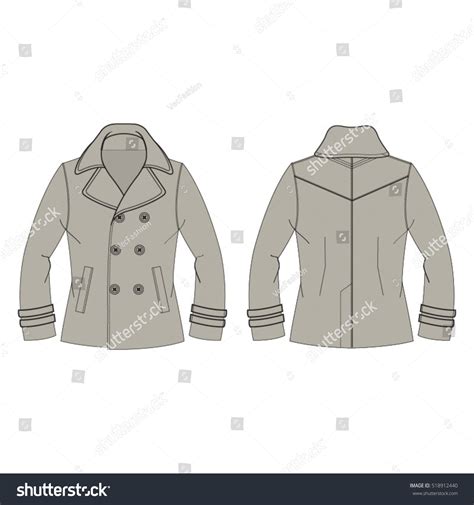 Classic Pea Coat Vector Template Stock Vector Royalty Free 518912440