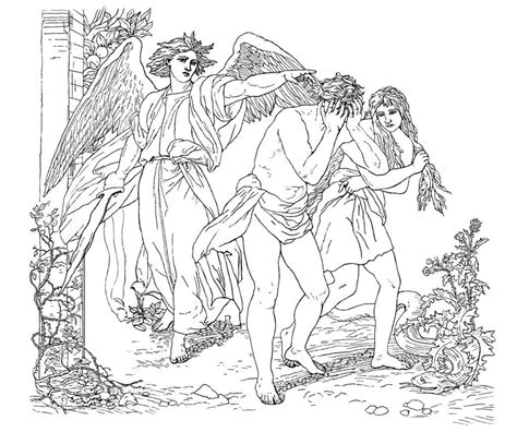 Adam And Eve Leaving The Garden Of Eden Coloring Pages