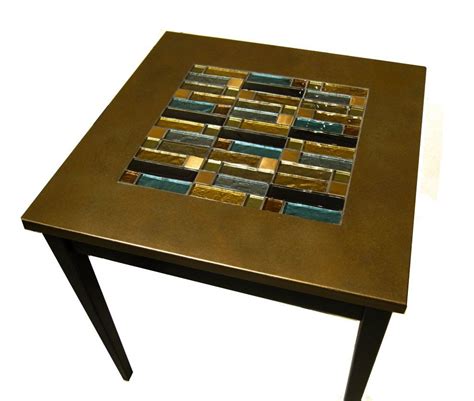 Glass Tile Table Side Table With Glass Tile Inlay Glass Tile Tile