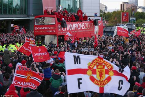 Manchester United Fans Line Streets Around Old Trafford To Parade