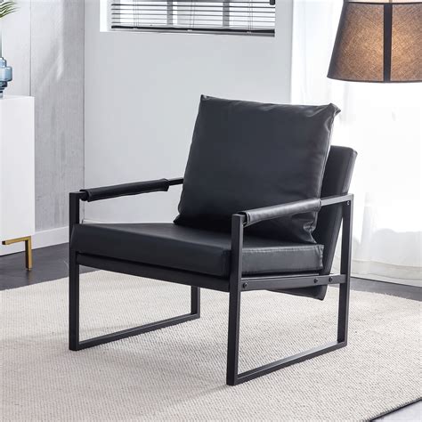 Btmway Set Of 2 Modern Arm Chairs Mid Century Pu Leather Accent Chair