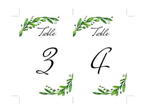 Garden Table Numbers Template Green Wedding Painted Table Etsy