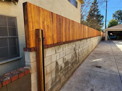 Wood Fence Atop Hollow Concrete Block Wall Built Correctly in the Los ...