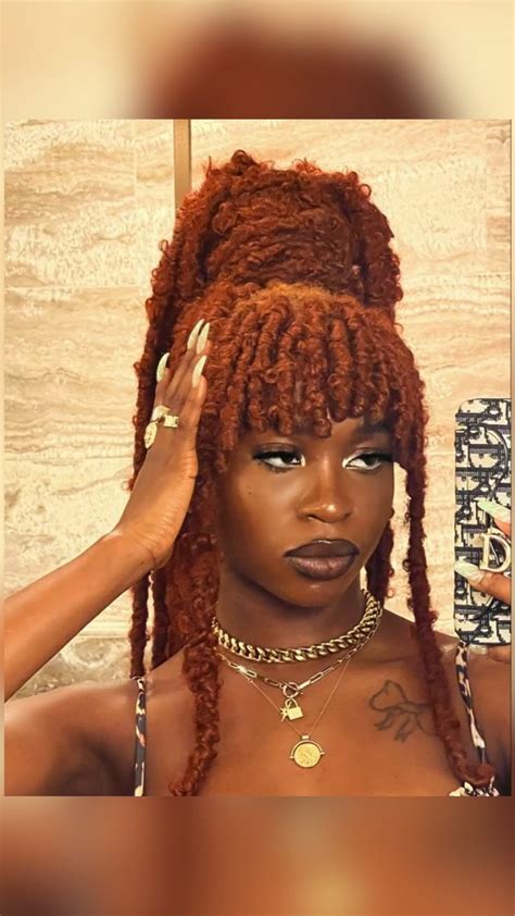 Ginger Butterfly Locs 👩🏾‍🦰 Red Hair Braided Bangs Hairstyles Ginger