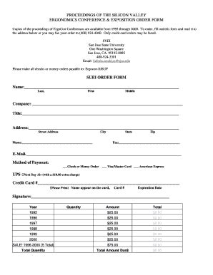 Fillable Online Engr Sjsu Order Form San Jose State University Engr