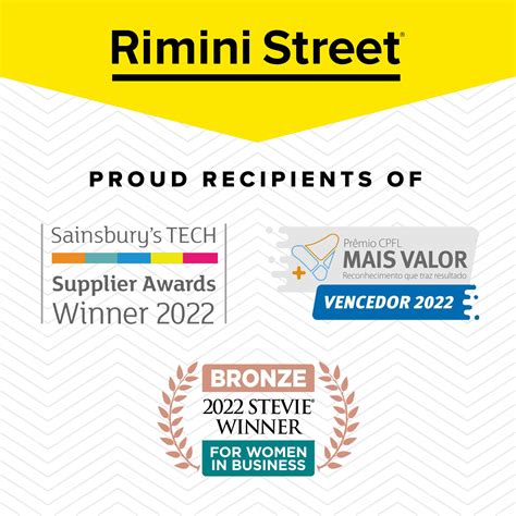 Rimini Street recibe con gran honor premios al servicio y liderazgo por