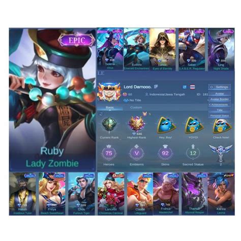 Skins Mobile Legend Account Heroes Skins Maxed