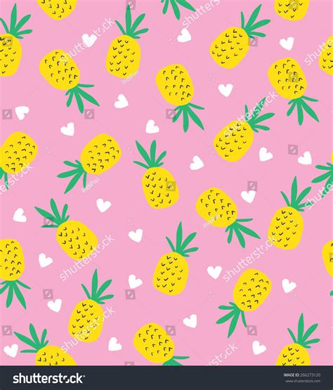 Seamless Pineapple Pattern Cute Pineapple Pattern Stock Vector 266273120 Shutterstock