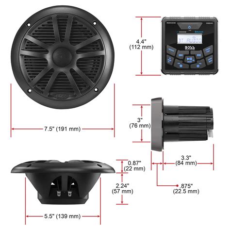 BOSS Audio Systems MCKGB450B 6 Weatherproof Marine Gauge Receiver And