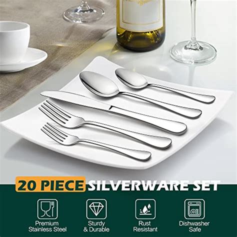 Lianyu 20 Piece Silverware Flatware Cutlery Set Stainless Steel