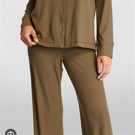 skims soft lounge ribbed sleep set size xs olive depop