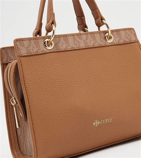 Buy Cuple Textured Satchel Bag With Sling In Beige Thstreet Uae