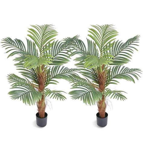 Reviews For Vevor Artificial Palm Tree 4 Ft Tall Faux Plant With 10 Artificial Leaves And Moss