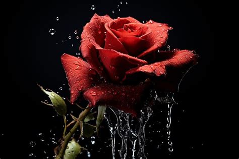 Premium Photo Single Rose With Falling Petals Captured Moment