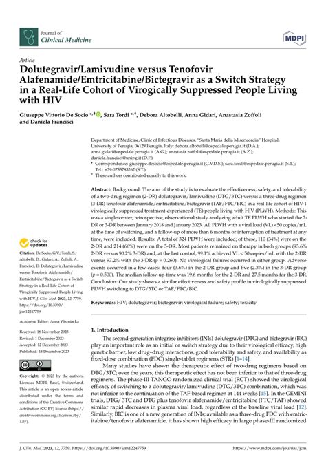 Pdf Dolutegravir Lamivudine Versus Tenofovir Alafenamide