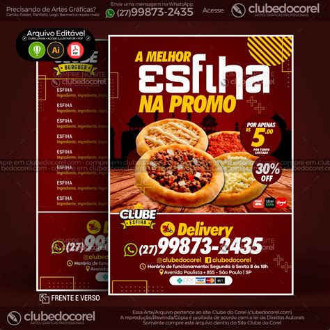 Panfleto Flyer Esfiha Cdr Ai Pdf Clube Do Corel