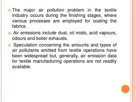 Pollutants,pollution and control in textile industry