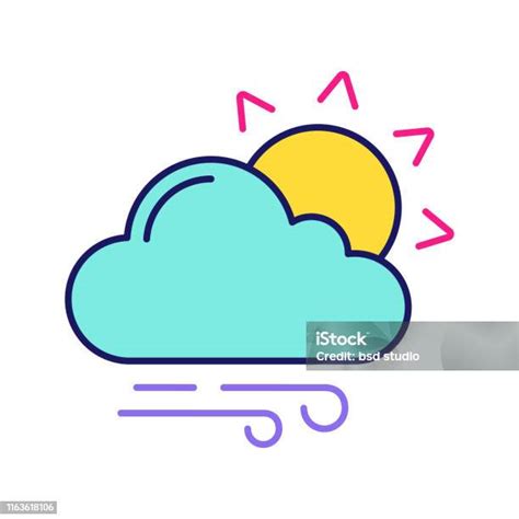 ikon sebagian berawan  berangin ilustrasi stok  gambar