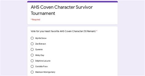 Hi Everybody! This is now Round 3 of the AHS Coven Character Survivor ...